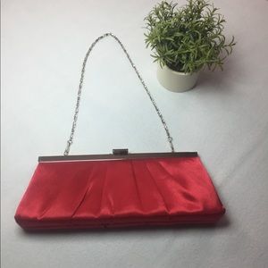 📌Jessica McClintock Red Satin Clutch Purse